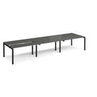 Adapt sliding top triple back to back desks 4200mm x 1200mm - black frame, storm grey top