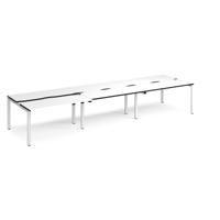 Adapt sliding top triple back to back desks 4200mm x 1200mm - white frame, white top, black edge