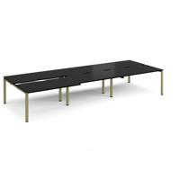 Adapt sliding top triple back to back desks 4200mm x 1600mm - green frame, black top