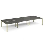Adapt sliding top triple back to back desks 4200mm x 1600mm - green frame, storm grey top