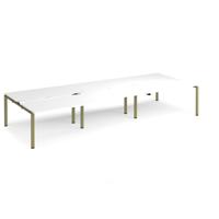 Adapt sliding top triple back to back desks 4200mm x 1600mm - green frame, white top