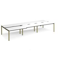 Adapt sliding top triple back to back desks 4200mm x 1600mm - green frame, white top, black edge