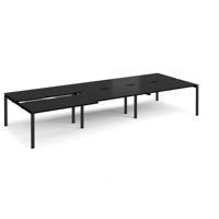 Adapt sliding top triple back to back desks 4200mm x 1600mm - black frame, black top