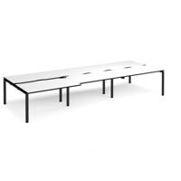 Adapt sliding top triple back to back desks 4200mm x 1600mm - black frame, white top, black edge