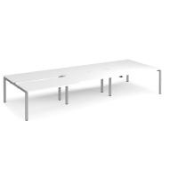 Adapt sliding top triple back to back desks 4200mm x 1600mm - silver frame, white top