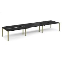 Adapt sliding top triple back to back desks 4800mm x 1200mm - green frame, black top