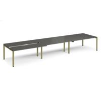 Adapt sliding top triple back to back desks 4800mm x 1200mm - green frame, storm grey top