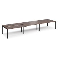 Adapt sliding top triple back to back desks 4800mm x 1200mm - black frame, walnut top