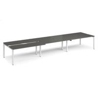 Adapt sliding top triple back to back desks 4800mm x 1200mm - white frame, storm grey top