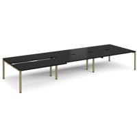 Adapt sliding top triple back to back desks 4800mm x 1600mm - green frame, black top
