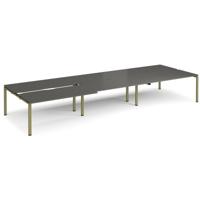 Adapt sliding top triple back to back desks 4800mm x 1600mm - green frame, storm grey top