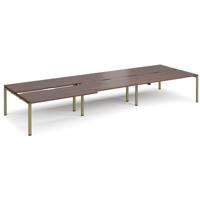 Adapt sliding top triple back to back desks 4800mm x 1600mm - green frame, walnut top