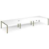 Adapt sliding top triple back to back desks 4800mm x 1600mm - green frame, white top