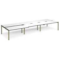 Adapt sliding top triple back to back desks 4800mm x 1600mm - green frame, white top, black edge