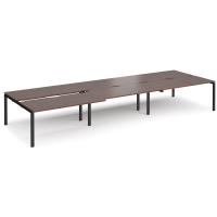 Adapt sliding top triple back to back desks 4800mm x 1600mm - black frame, walnut top