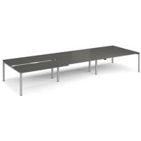 Adapt sliding top triple back to back desks 4800mm x 1600mm - silver frame, storm grey top