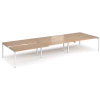 Adapt sliding top triple back to back desks 4800mm x 1600mm - white frame, beech top