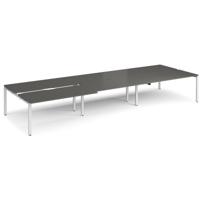 Adapt sliding top triple back to back desks 4800mm x 1600mm - white frame, storm grey top