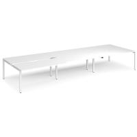 Adapt sliding top triple back to back desks 4800mm x 1600mm - white frame, white top