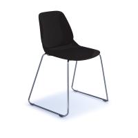 Strut multi-purpose chair with chrome sled frame - black