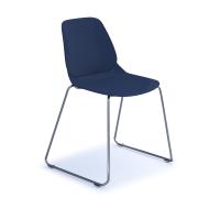 Strut multi-purpose chair with chrome sled frame - navy blue