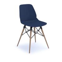 Strut multi-purpose chair with natural oak 4 leg frame and black steel detail - navy blue