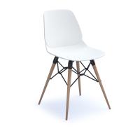 Strut multi-purpose chair with natural oak 4 leg frame and black steel detail - white