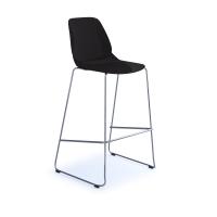 Strut multi-purpose stool with chrome sled frame - black
