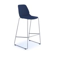 Strut multi-purpose stool with chrome sled frame - navy blue