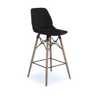 Strut multi-purpose stool with natural oak 4 leg frame and black steel detail - black