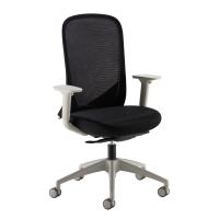 Sway black mesh back adjustable operator chair with black fabric seat and grey frame and base
