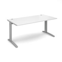 TR10 straight desk 1600mm x 800mm - silver frame, white top