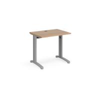 TR10 straight desk 800mm x 600mm - silver frame, beech top