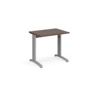 TR10 straight desk 800mm x 600mm - silver frame, walnut top