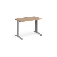 TR10 straight desk 1000mm x 600mm - silver frame, beech top
