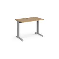 TR10 straight desk 1000mm x 600mm - silver frame, oak top