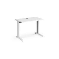 TR10 straight desk 1000mm x 600mm - white frame, white top