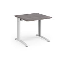 TR10 straight desk 800mm x 800mm - white frame, grey oak top