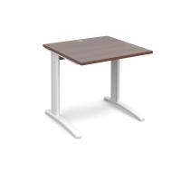 TR10 straight desk 800mm x 800mm - white frame, walnut top