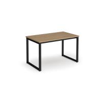 Otto benching solution dining table 1200mm wide - black frame, Kendal oak top