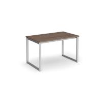 Otto benching solution dining table 1200mm wide - silver frame, Barcelona walnut top