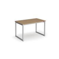 Otto benching solution dining table 1200mm wide - silver frame, Kendal oak top