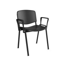 Taurus plastic meeting room stackable chair with fixed arms - black with black frame