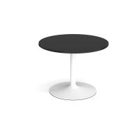 Trumpet base circular boardroom table 1000mm - white base, black top