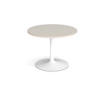 Trumpet base circular boardroom table 1000mm - white base, light grey top