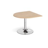 Trumpet base radial extension table 1000mm x 1000mm - chrome base, kendal oak top