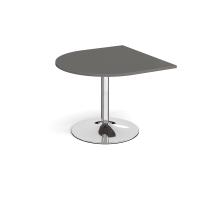 Trumpet base radial extension table 1000mm x 1000mm - chrome base, onyx grey top
