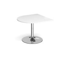 Trumpet base radial extension table 1000mm x 1000mm - chrome base, white top