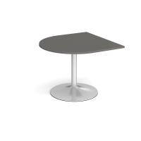 Trumpet base radial extension table 1000mm x 1000mm - silver base, onyx grey top
