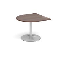 Trumpet base radial extension table 1000mm x 1000mm - silver base, walnut top